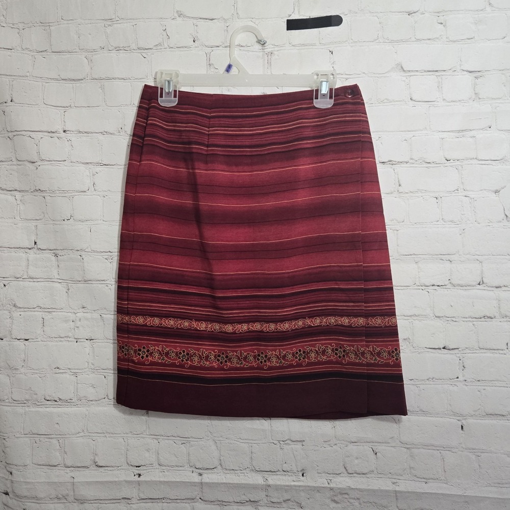 Vtg 90s Y2K Red Striped Wrap Skirt Sz 10 whimsigoth rachel greene